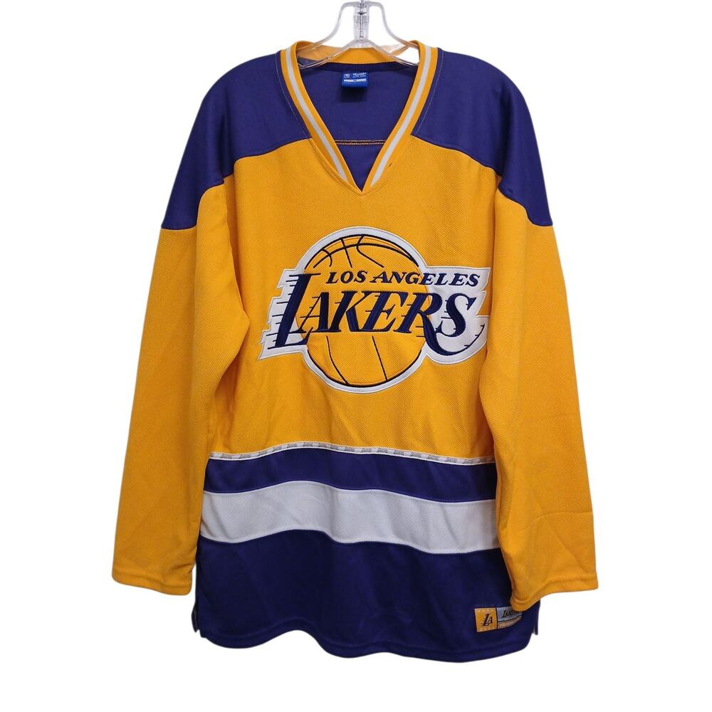 Los Angeles Lakers Jersey NBA Men's Size M Embroidered Purple Yellow Oversized